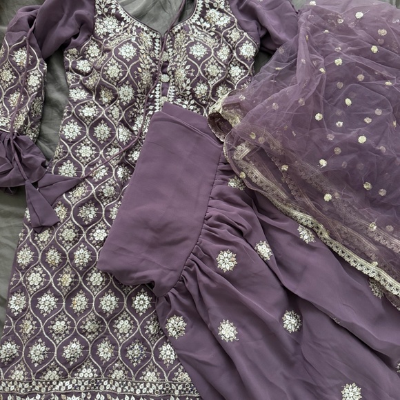 Dusty lavender Embroidered Sharara Set - Picture 5 of 5